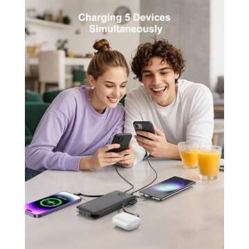 ANOUV 10000mAh Portable Charger with Built-in Cables