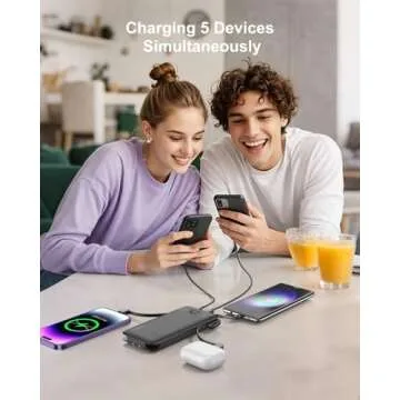 ANOUV 10000mAh Portable Charger with Built-in Cables