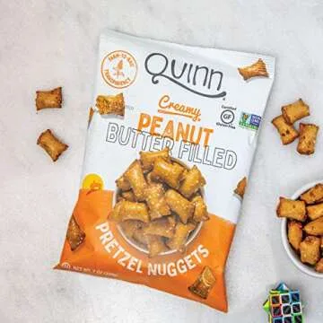 Quinn Gluten Free Peanut Butter Filled Pretzel Nuggets - Made with Real Ingredients, Whole Grain Sorghum, Sea Salt, Vegan, Dairy Free, Non-GMO - 7 Oz (Pack of 8)