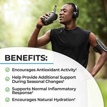 Immune Support Drink with Vitamin C 1000mg D3 B12 Zinc Elderberry Turmeric Echinacea - Electrolytes Powder Natural Hydration Immunity Defense Joint Support - Berry Flavor Vitamin Supplement - 30 Days