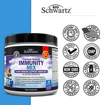 Immune Support Drink with Vitamin C 1000mg D3 B12 Zinc Elderberry Turmeric Echinacea - Electrolytes Powder Natural Hydration Immunity Defense Joint Support - Berry Flavor Vitamin Supplement - 30 Days