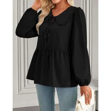 ZESICA Tie Front Peplum Top for Stylish Women