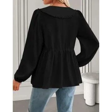 ZESICA Tie Front Peplum Top for Stylish Women