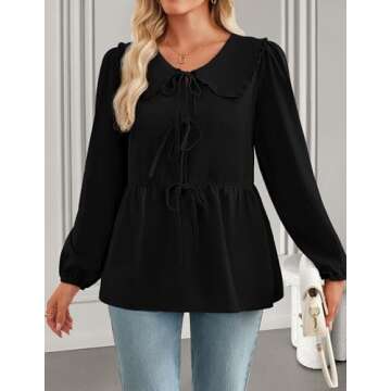 ZESICA Tie Front Peplum Top for Stylish Women
