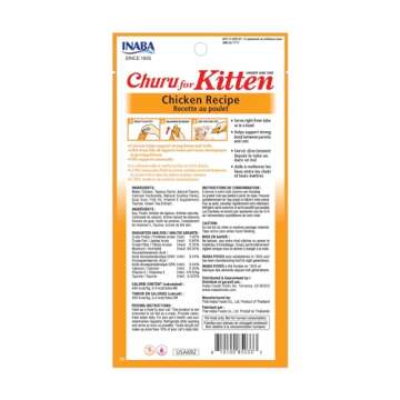 INABA Churu for Kittens, Grain-Free Creamy, Purée Lickable Cat Treats with DHA, EPA, Vitamin E & Ta...