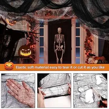 Xgunion Creepy Cloth 6Pcs 30×72inch Black Spooky Scary Gauze Decor Halloween Decorations for Party Indoor Outdoor (4Black + 2White)