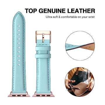 OMIU Leather Bands Compatible with Apple Watch Band 38mm 40mm 41mm 42mm 44mm 45mm 46mm 49mm, Genuine...