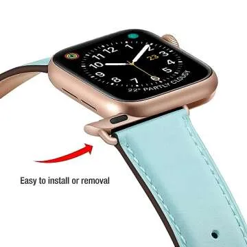 OMIU Leather Bands Compatible with Apple Watch Band 38mm 40mm 41mm 42mm 44mm 45mm 46mm 49mm, Genuine Leather Wristband Starp for iWatch SE Series 10 9 8 7 6 5 4 3 2 1 Ultra for Women Men