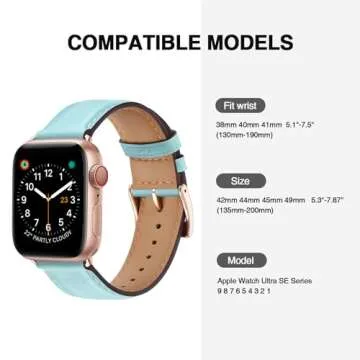 OMIU Leather Bands Compatible with Apple Watch Band 38mm 40mm 41mm 42mm 44mm 45mm 46mm 49mm, Genuine Leather Wristband Starp for iWatch SE Series 10 9 8 7 6 5 4 3 2 1 Ultra for Women Men