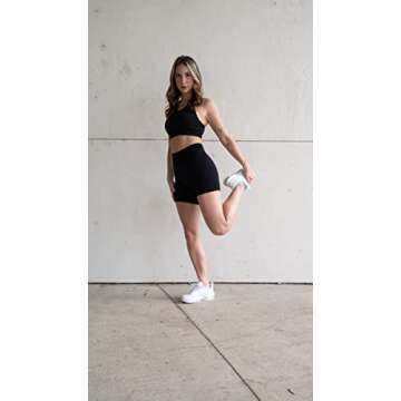 MAXXIM Womens Seamless Biker Shorts High Waisted Scrunch for Yoga Gym Workout Running Exercise Fitness Shorts Black Small