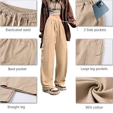 Women's Pants Gothic Y2k Cargo Baggy Wide Leg Vintage Casual Harajuku Trousers for Girls Streetwear ...