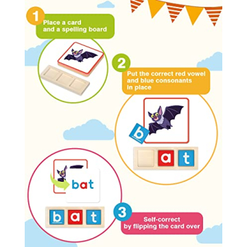 Gojmzo Wooden CVC Word Spelling Games for Kids