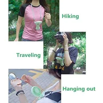 Mini Personal Fan, Necklace Fan 108° Rotating Free Adjustment, Rechargeable 2000mAh 3 Setting, [12 Hours Use] Cooling Folding Electric USB Desk fan, Handheld Fan for Outdoor Event, Travel (Green)