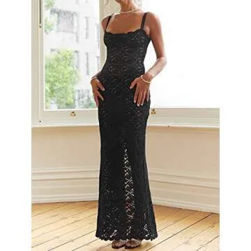 Y2K Sheer Lace Maxi Dress Sexy Beach Party Dress