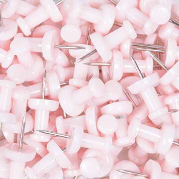 JAM PAPER Colorful Push Pins - Baby Pink Pastel Pushpins - 100/Pack