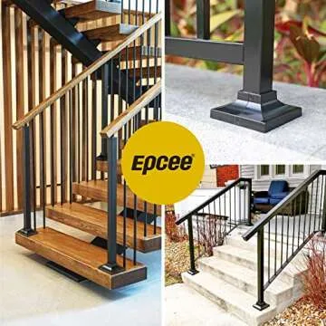 Epcee 4pcs Post 1.5" Aluminum Deck Post Base Cover, Post Skirt, Handrail, Stair, Porch, Deck Railing Base Brackets Covers (Black)