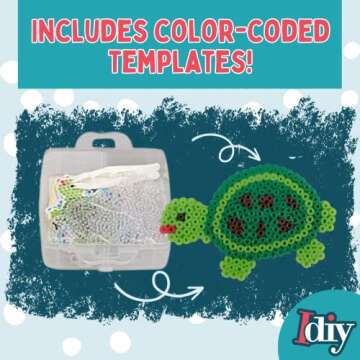 SCS Direct 8,000 pc Fuse Beads Super Kit w/Sea Animal Pegboards & Templates, 12 Colors, 6 Peg Boards, Tweezers, Ironing Paper- Art Craft Project, Kids Birthday Party Gift, School Activity