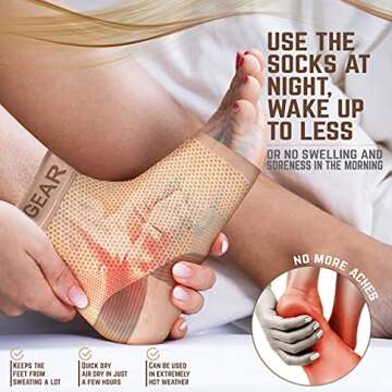 Physix Gear Plantar Fasciitis Compression Socks - Beige