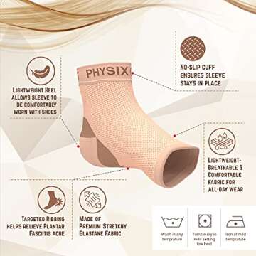 Physix Gear Plantar Fasciitis Compression Socks - Beige