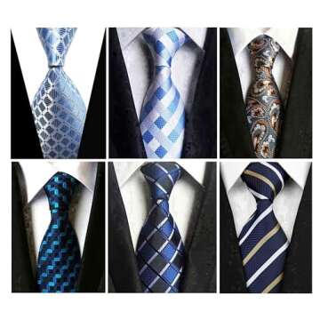 Wehug Lot 6 PCS Men's Ties Silk Tie Woven Necktie Jacquard Neck Ties Classic Ties For Men style022