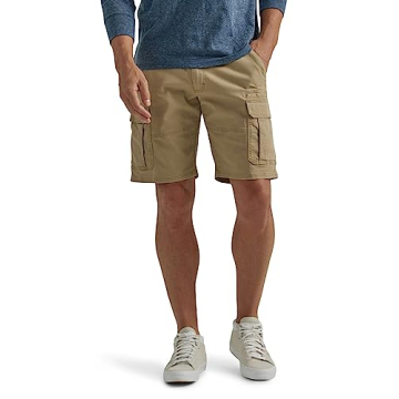 Wrangler Authentics Men's Classic Relaxed Fit Cargo Shorts in Grain Twill