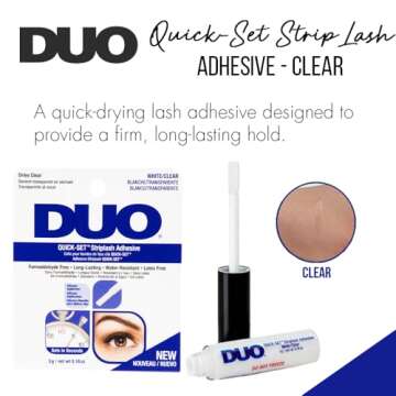 DUO Quick-Set Strip Lash Adhesive – Clear, Waterproof, Long-Lasting Lash Glue, Fast-Drying for False Lashes, 0.18 oz, 1-Pack
