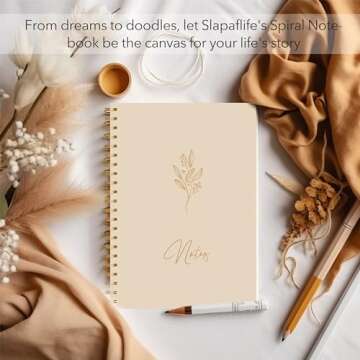 slapaflife Aesthetic Notebooks, 4 Pcs Cute Spiral Notebooks for Women,8.2x5.9 Inches Spiral Journal Notebook,Aesthetic School Supplies