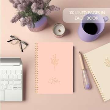 slapaflife Aesthetic Notebooks, 4 Pcs Cute Spiral Notebooks for Women,8.2x5.9 Inches Spiral Journal Notebook,Aesthetic School Supplies