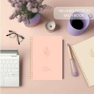 slapaflife Aesthetic Notebooks, 4 Pcs Cute Spiral Notebooks for Women,8.2x5.9 Inches Spiral Journal Notebook,Aesthetic School Supplies