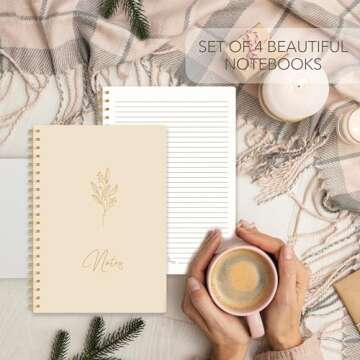 slapaflife Aesthetic Notebooks, 4 Pcs Cute Spiral Notebooks for Women,8.2x5.9 Inches Spiral Journal Notebook,Aesthetic School Supplies