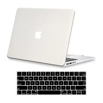 DTangLsm Crocodile Leather MacBook Air Hard Shell Case with Keyboard Cover - White