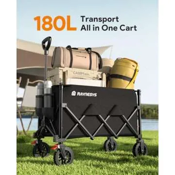 Foldable Wagon with 330lbs Capacity for All Terrains