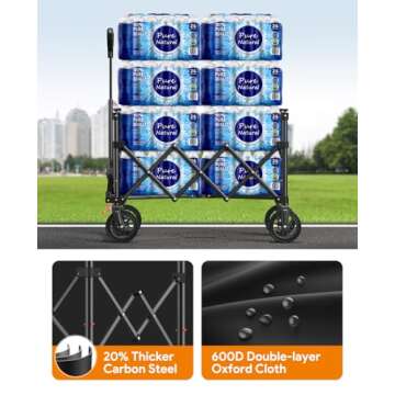 Foldable Wagon with 330lbs Capacity for All Terrains