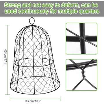 Garden Cloches for Plants, Plant Protectors from Animals, Rustproof Chicken Wire Cloches, 13" D x 17" H Large Plant Cloche and Cover, Keep Small Animals Out, 10-Pack