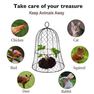 Garden Cloches for Plants, Plant Protectors from Animals, Rustproof Chicken Wire Cloches, 13" D x 17" H Large Plant Cloche and Cover, Keep Small Animals Out, 10-Pack
