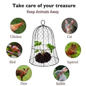 Garden Cloches for Plants, Plant Protectors from Animals, Rustproof Chicken Wire Cloches, 13" D x 17" H Large Plant Cloche and Cover, Keep Small Animals Out, 10-Pack