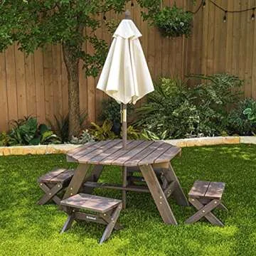 KidKraft Wooden Octagon Table Set for Kids’ Outdoor Fun