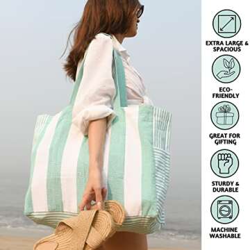 Folkulture Beach Bags For Women | Beach Bag Waterproof Sandproof | 17x14 Beach Tote Bag For The Pool...