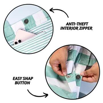 Folkulture Beach Bags For Women | Beach Bag Waterproof Sandproof | 17x14 Beach Tote Bag For The Pool, Tote Bag with Zipper, Canvas Beach Bag, Green Beach Bag, Canvas Beach Bag in Beach Accessories