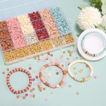 LFLIUN Clay Beads Bracelet Kit Friendship Bracelet Making Kit Golden Beads Clay Beads Kit for DIY Je...