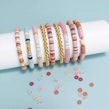 LFLIUN Clay Beads Bracelet Kit Friendship Bracelet Making Kit Golden Beads Clay Beads Kit for DIY Jewelry Making Birthday Gift