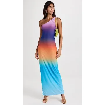AFRM Foley One Shoulder Power Mesh Dress - Ombre Style