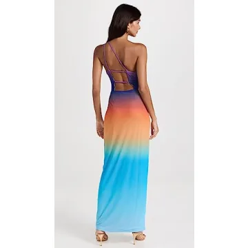 AFRM Foley One Shoulder Power Mesh Dress - Ombre Style