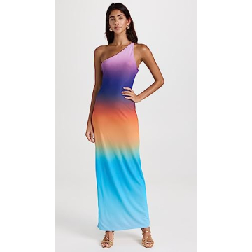 AFRM Foley One Shoulder Power Mesh Dress - Ombre Style