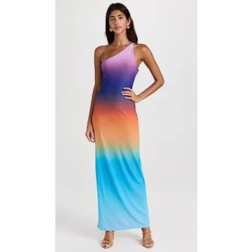 AFRM Foley One Shoulder Power Mesh Dress - Ombre Style