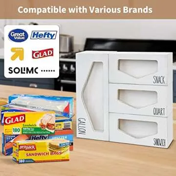 COZYYROME Ziplock Bag Storage Organizer for Kitchen Drawer, Food Storage Bag Holders for Drawer, Wood Baggie Organizer Storage Dispenser, Sandwich Bag Organizer for Gallon Quart Sandwich Snack