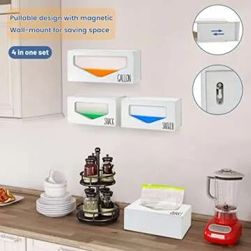 COZYYROME Ziplock Bag Storage Organizer for Kitchen Drawer, Food Storage Bag Holders for Drawer, Wood Baggie Organizer Storage Dispenser, Sandwich Bag Organizer for Gallon Quart Sandwich Snack