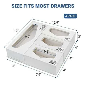 COZYYROME Ziplock Bag Storage Organizer for Kitchen Drawer, Food Storage Bag Holders for Drawer, Wood Baggie Organizer Storage Dispenser, Sandwich Bag Organizer for Gallon Quart Sandwich Snack