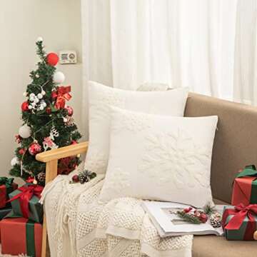 AFIRMLY Elegant Christmas Throw Pillow Covers with Embroidery