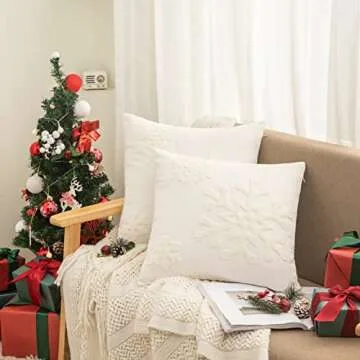 AFIRMLY Elegant Christmas Throw Pillow Covers with Embroidery